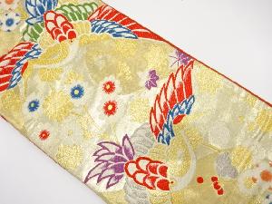 アンティーク　鶴に梅模様織り出し袋帯（材料）